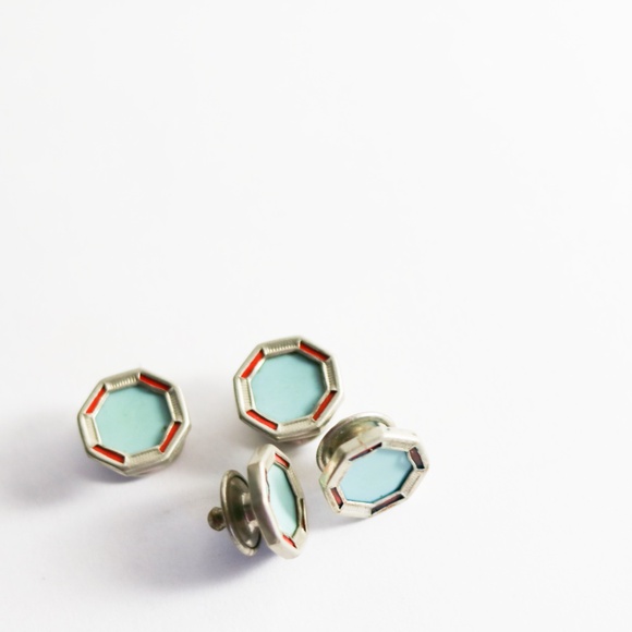 Antique  Snap Cuff Links, Art Deco Double Sided Octagon Enamel Cufflinks - Picture 2 of 2